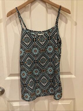 Tulle Light Blue and Black Geometric Print Camisole